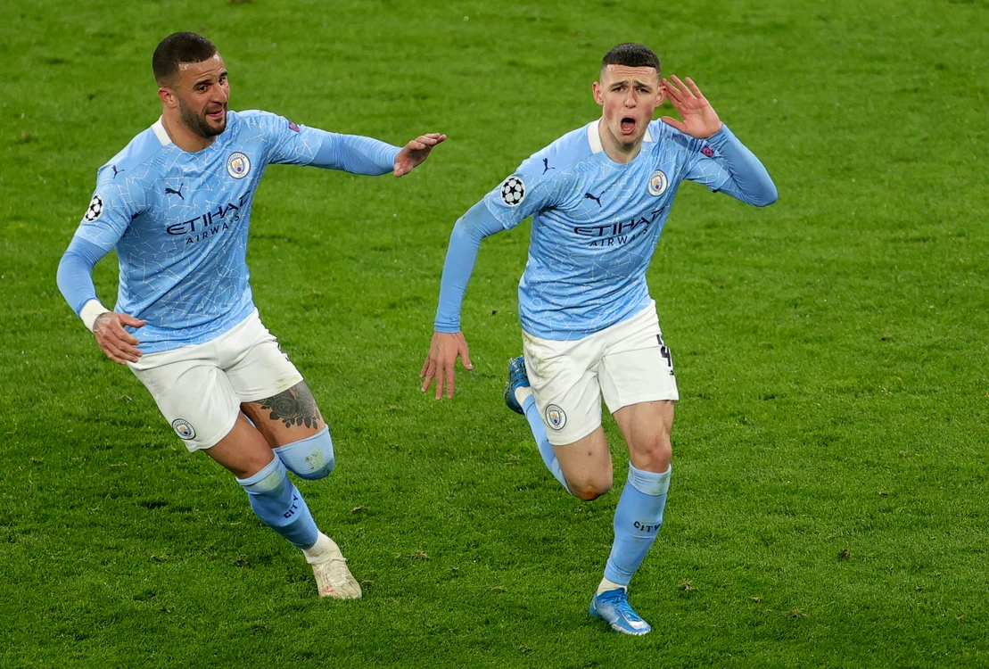 Phil Foden se bucură după golul înscris în poarta lui DortmundFoto: EPA-EFE