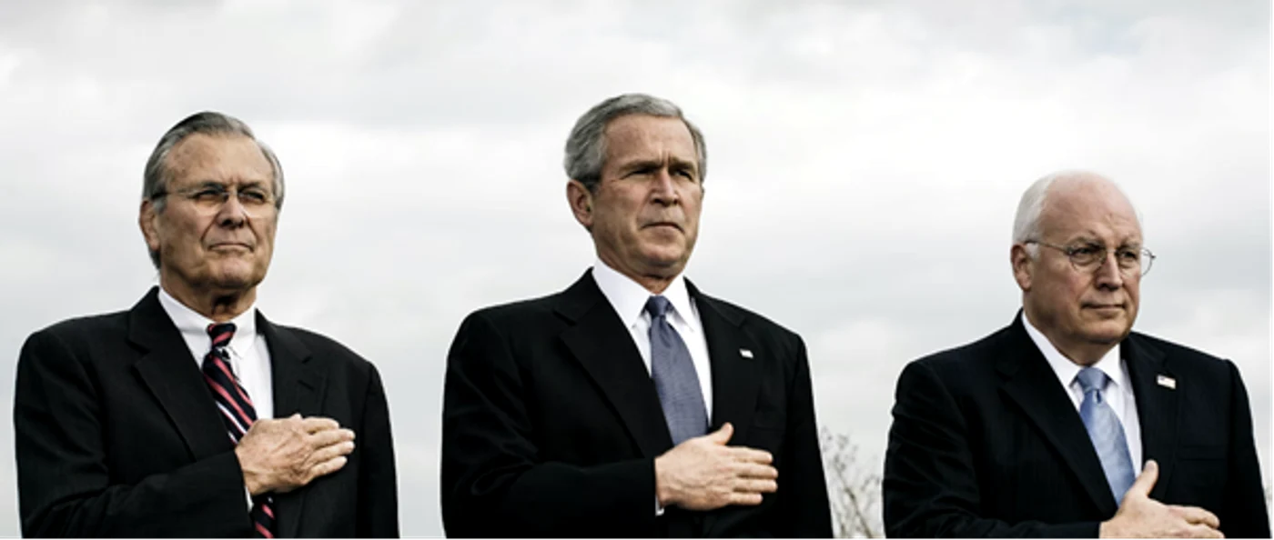 Donald Rumsfeld, președintele George W. Bush și vicepreședintele Dick Cheney FOTO Getty Images