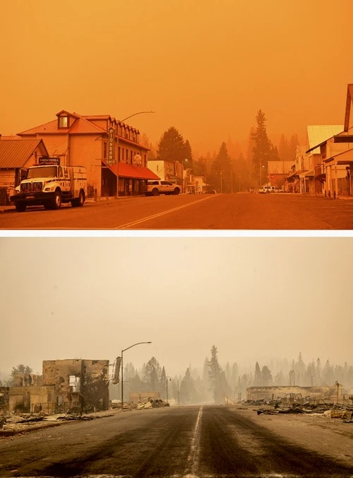 Uriașul incendiu de vegetație din California, format din sute de focare, s-a extins și a devenit al doilea cel mai mare din istoria acestui statFoto: AFP