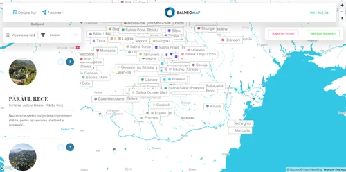 Harta digitală a resurselor balneare din România Sursă BalneoMap 