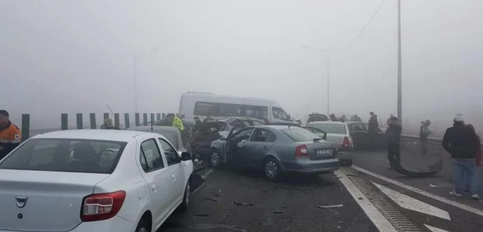 Accidentul în lanţ s-a produs pe 5 noiembrie pe A2 FOTO Digi TV