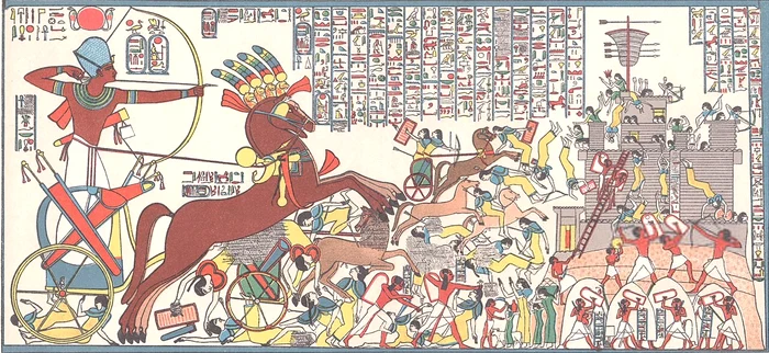 Faraonul egiptean Ramses al II-lea atacă  fortăreața hitită Dapur (© Wikimedia Commons)