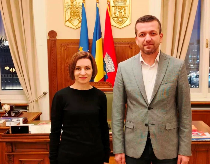Maia Sandu, președintele Republicii Moldova și Florin Birta, primarul Oradei FOTO: Facebook