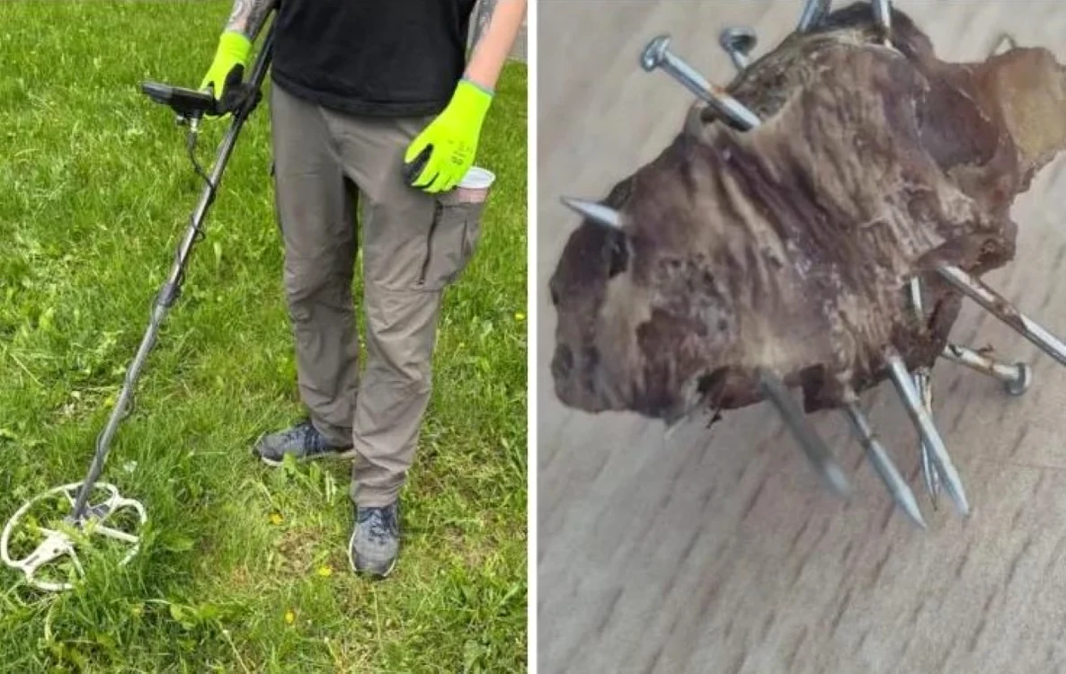 Zona în care a fost descoperită "momeala", verificată cu detectorul de metale. FOTO: Ştiri de Cluj