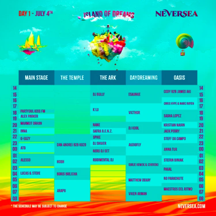 Programul NEVERSEA 4-7 iulie 2019 Sursa Facebook NEVERSEA