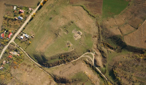 Situl arheologic de la Cârlomănești-Cetățuia. Vedere aeriană