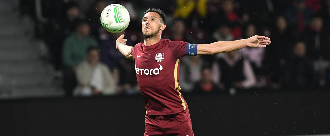 Camora, zbor către victorie în CFR Cluj - Slavia Praga. Foto Sportpictures 