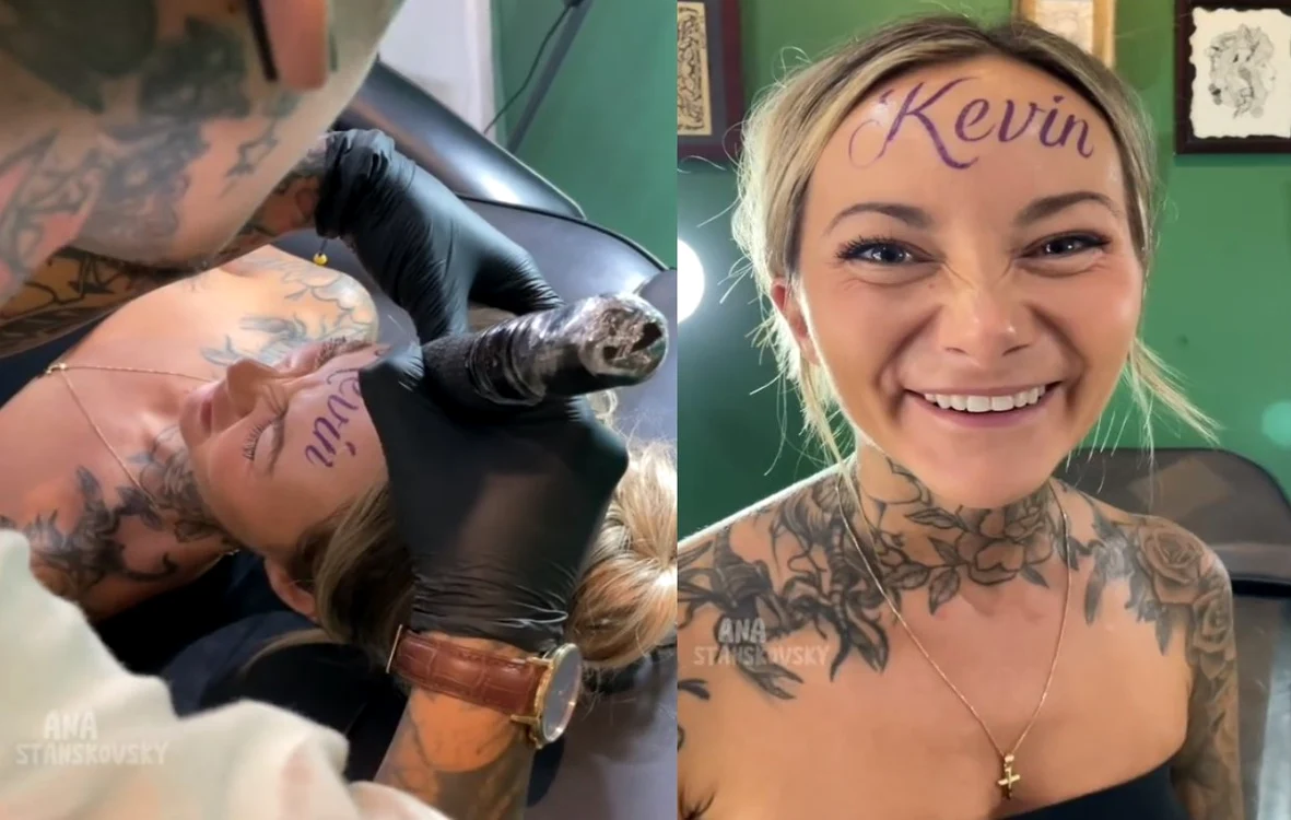 Ana Stanskovsky și-a tatuat numele iubitului pe frunte FOTO Colaj Tiktok