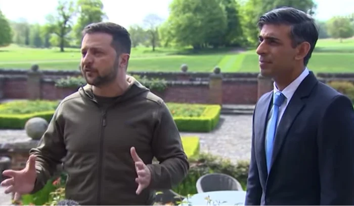 Zelenski s-a întîlnit cu premierul britanic Rishi Sunak FOTO Captură