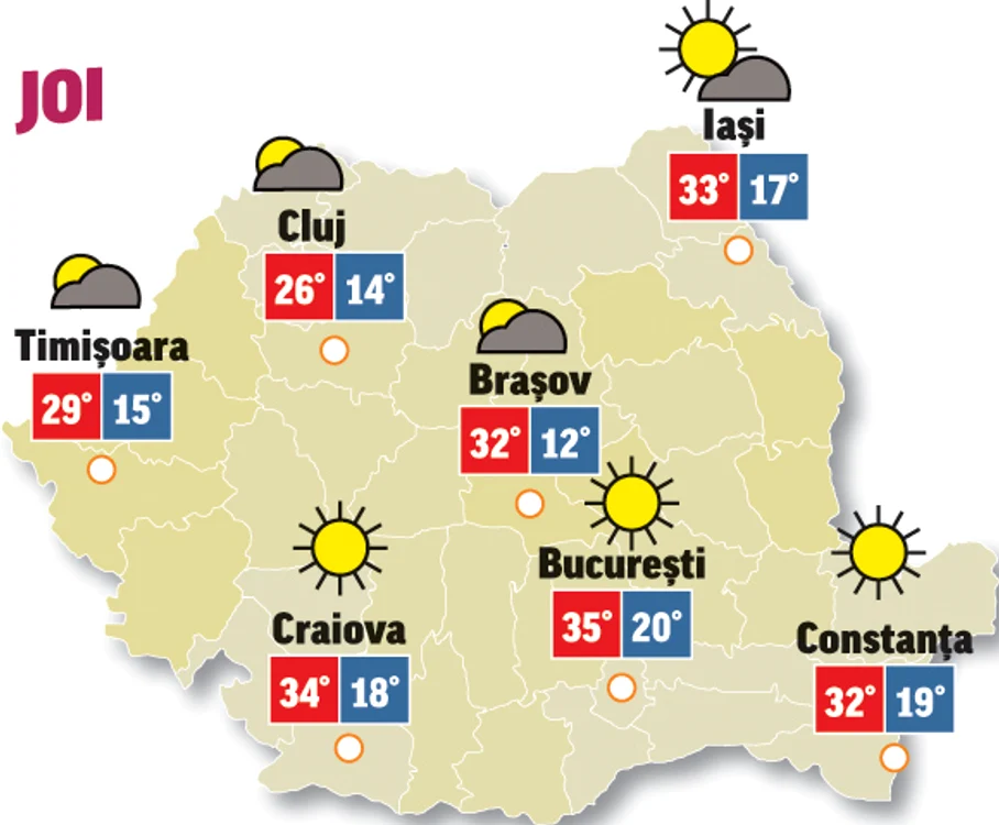 Prognoza meteo 9 iulie anunță temperaturi în ușoară scădere