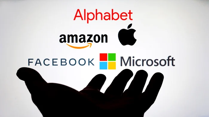 foto logo-uri Alphabet, Amazon, Apple, Facebook și Microsoft