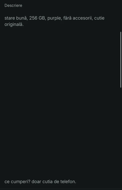 Exemplu de anunț prin care cumpărătorii sunt înșelați FOTO Facebook/Vinted România