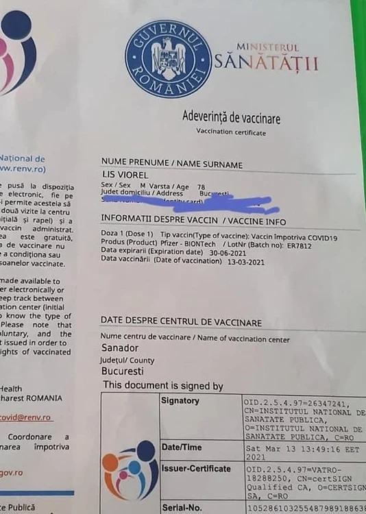 Viorel Lis a făcut vaccinul Pfeizerfoto: Facebook