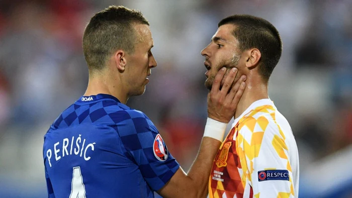 Ivan Perisic (Croaţia) şi Alvaro Morata (Spania) FOTO Guliver/Getty Images