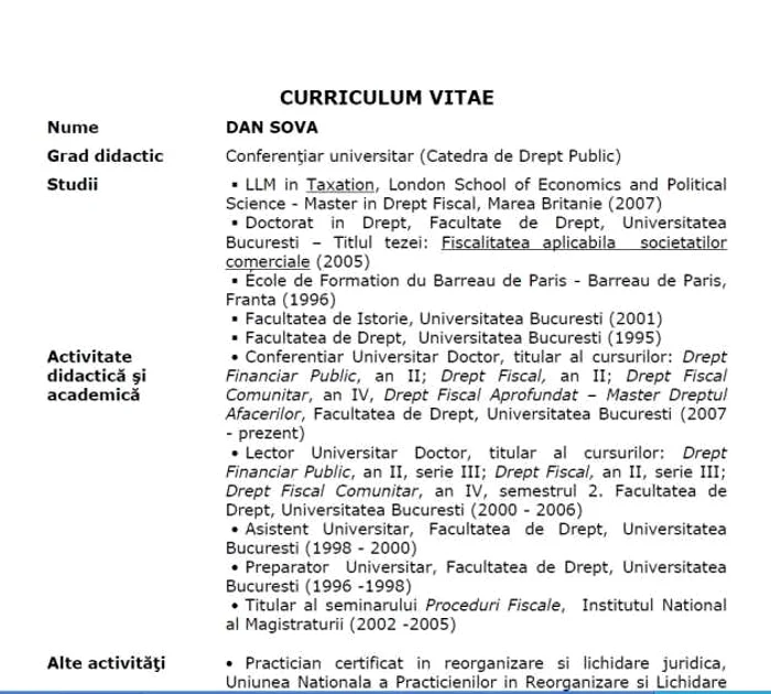 CV Dan Sova