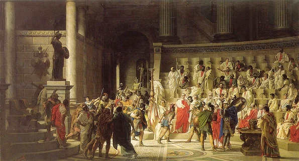 Iulius Caesar în Senat, pictură de Raffaele Giannetti (© Wikimedia Commons)