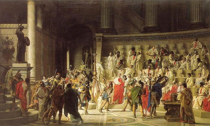 Iulius Caesar în Senat, pictură de Raffaele Giannetti (© Wikimedia Commons)
