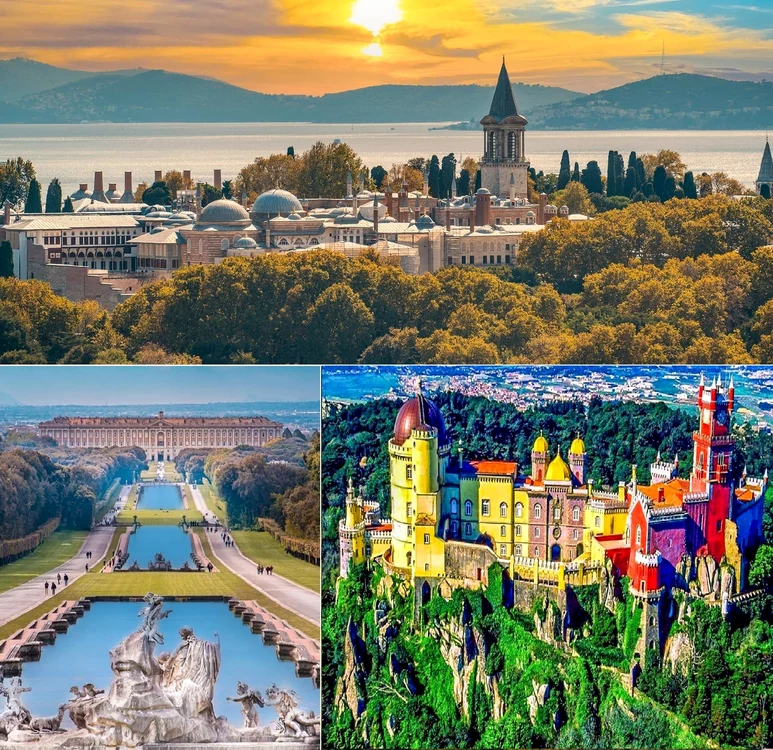 Trei dintre cele mai spectaculoase palate din Europa: Topkapi, Caserta și Pena Colaj DMS 