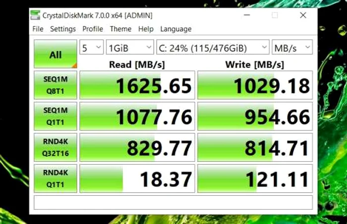 Acer Swift 3 test ssd CrystalDiskMark