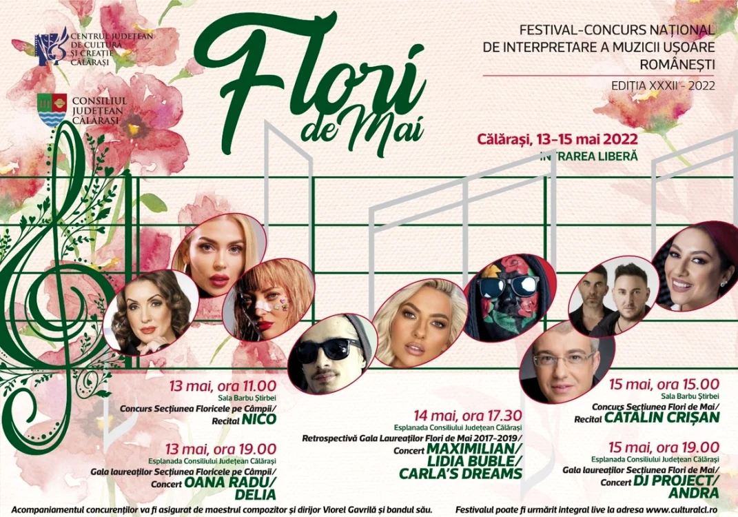 Festivalul Flori de mai se desăşoară în perioada 13-15 mai la Călăraşi FOTO Facebook/CJCCC