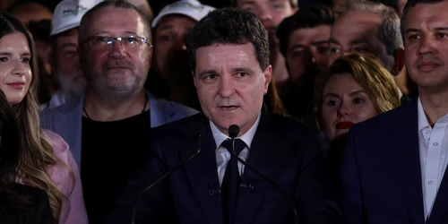 Conferința susținută la închiderea urnelor și comunicarea primelor rezultate exit-poll de către candidatul independent Nicușor Dan, în București. FOTO Inquam Photos / Octav Ganea