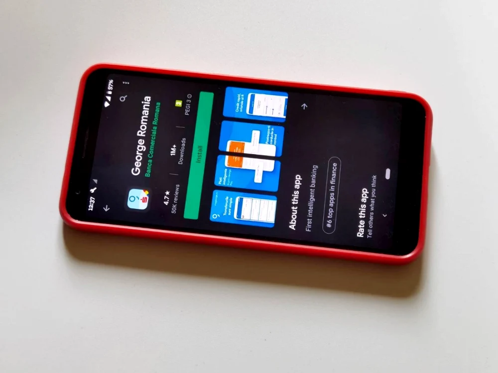 Aplicaţia George, dezvoltată de BCR, în Google Play. FOTO Adrian Pogîngeanu