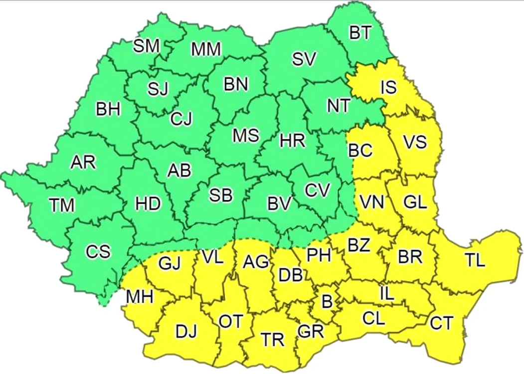 Canicula se va înregistra în 22 de județe din țară