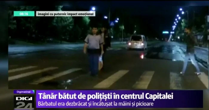 Unul dintre poliţiştii care l-au bătut, în plină stradă, pe bărbatul încătuşat FOTO Captură Digi24