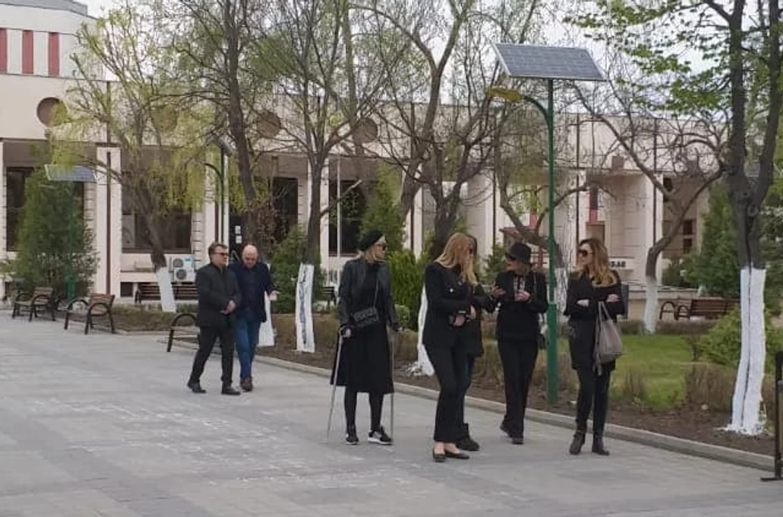 
    O parte dintre fostele eleve ale Zinei Dumitrescu şi-au luat rămas bun de la creatoare înainte de desfăşurarea incinerarii la crematoriul Vitan Bârzeşti Foto:Blitz  