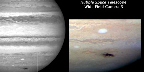 Hubble surprinde imagini ale unei pete de pe Jupiter