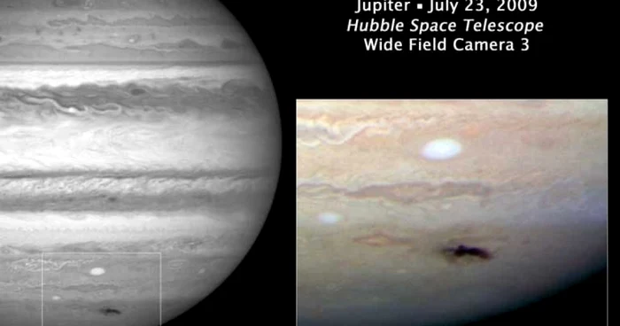Hubble surprinde imagini ale unei pete de pe Jupiter