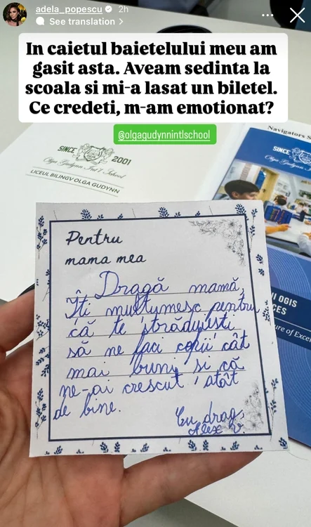 Mesajul lui Alexandru Vâlcan pentru mama lui / Foto: Instagram