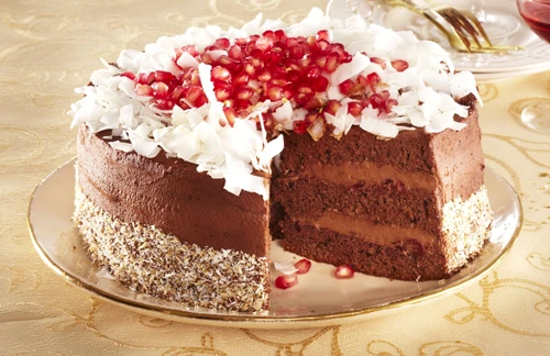 Chocolate and pomegranate cake + steps jpeg