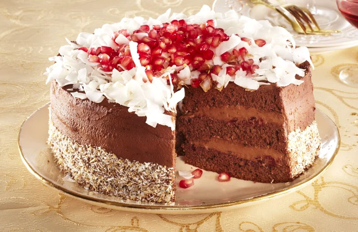 Chocolate and pomegranate cake + steps jpeg