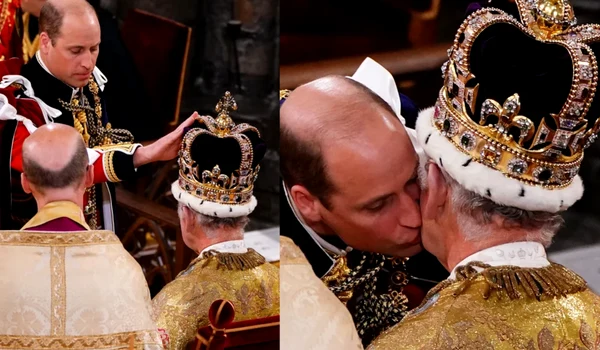 Încoronare, William îl sărută pe Charles pe obraz, GettyImages PNG