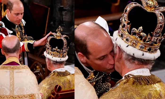 Încoronare, William îl sărută pe Charles pe obraz, GettyImages PNG