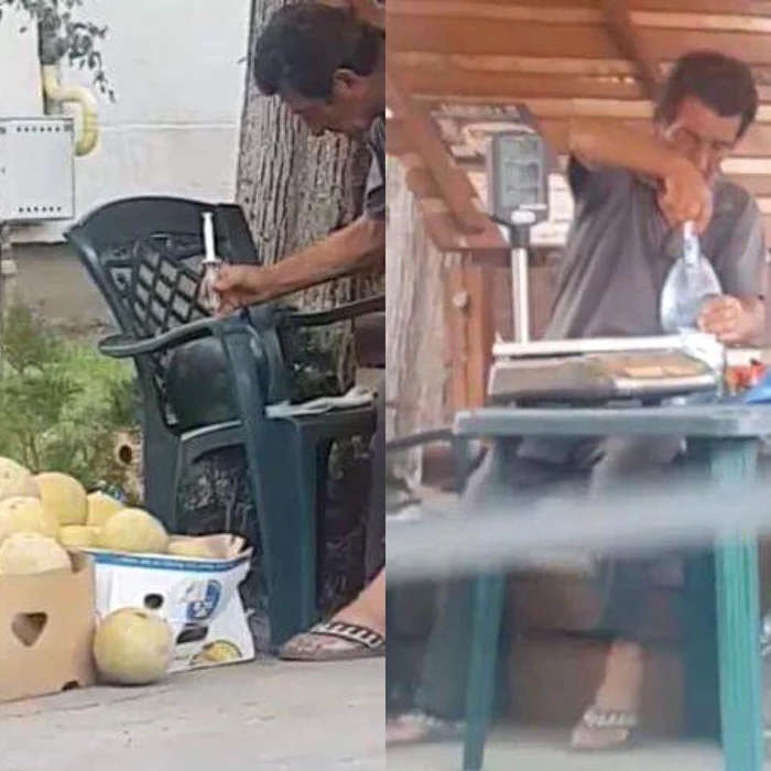 Bărbatul injecta pepenii în văzul lumii