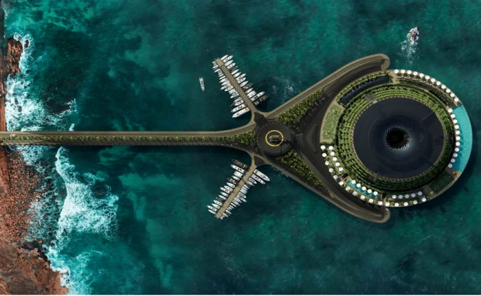 Hotel plutitor eco rotativ proiectat de HAADS în Qatar FOTO captura amazingarchitecture.com