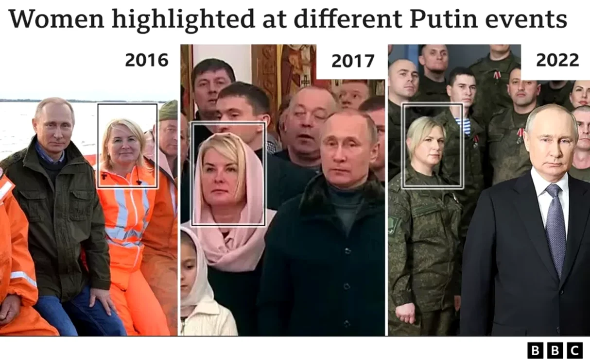 Femeia a apărut în mai multe fotografii alături de Putin. FOTO BBC