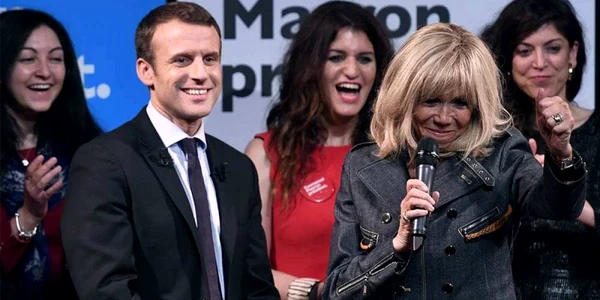 Sotii Macron in campanie FOTO AFP