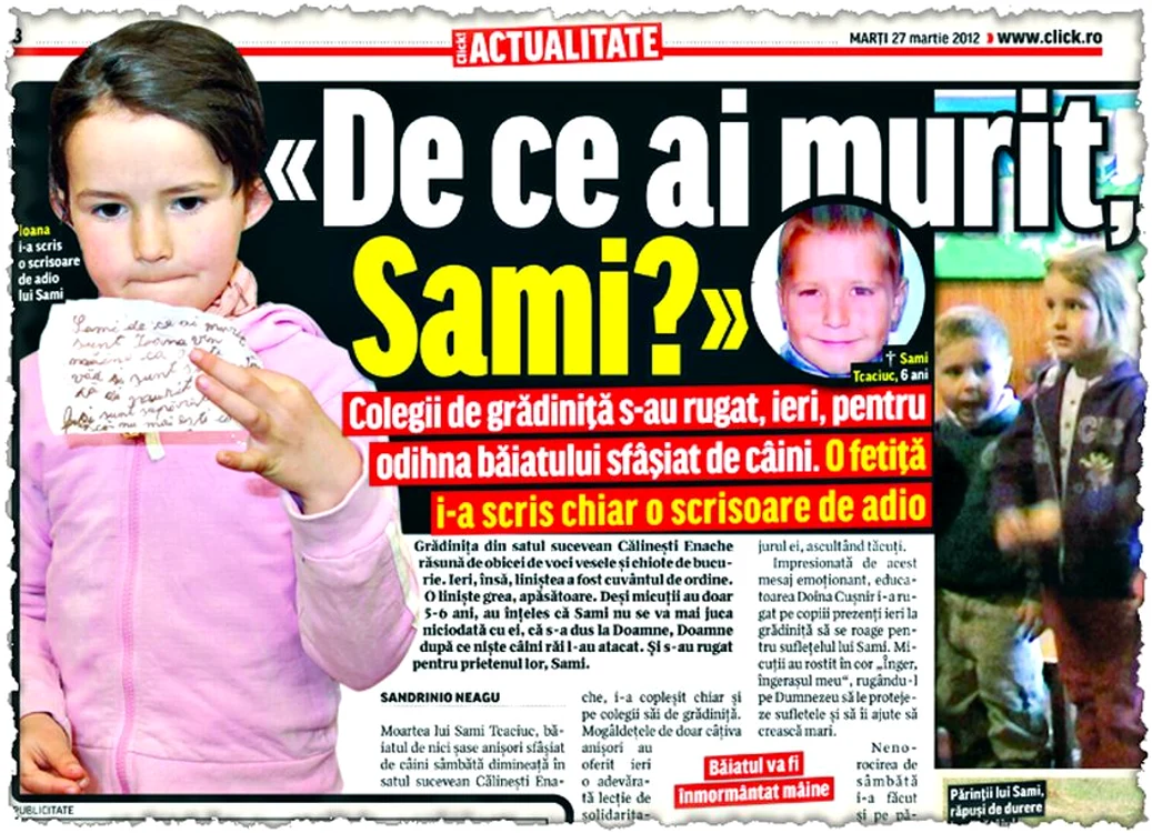 Click! a scris pe larg despre tragedia familei Tcaciuc