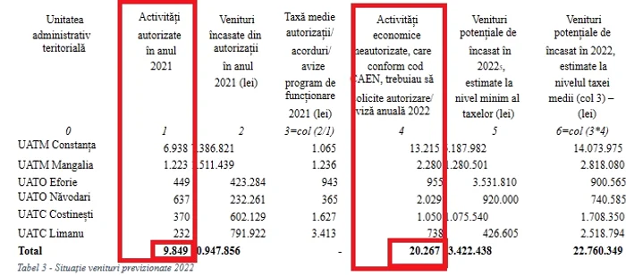 Situația prezentată de Curtea de Conturi - extras din Raport