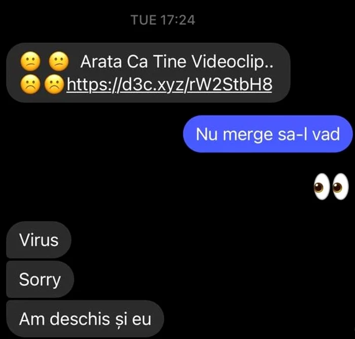 Nu dați click pe linkurile din astfel de mesajeFoto: Facebook CERT-RO