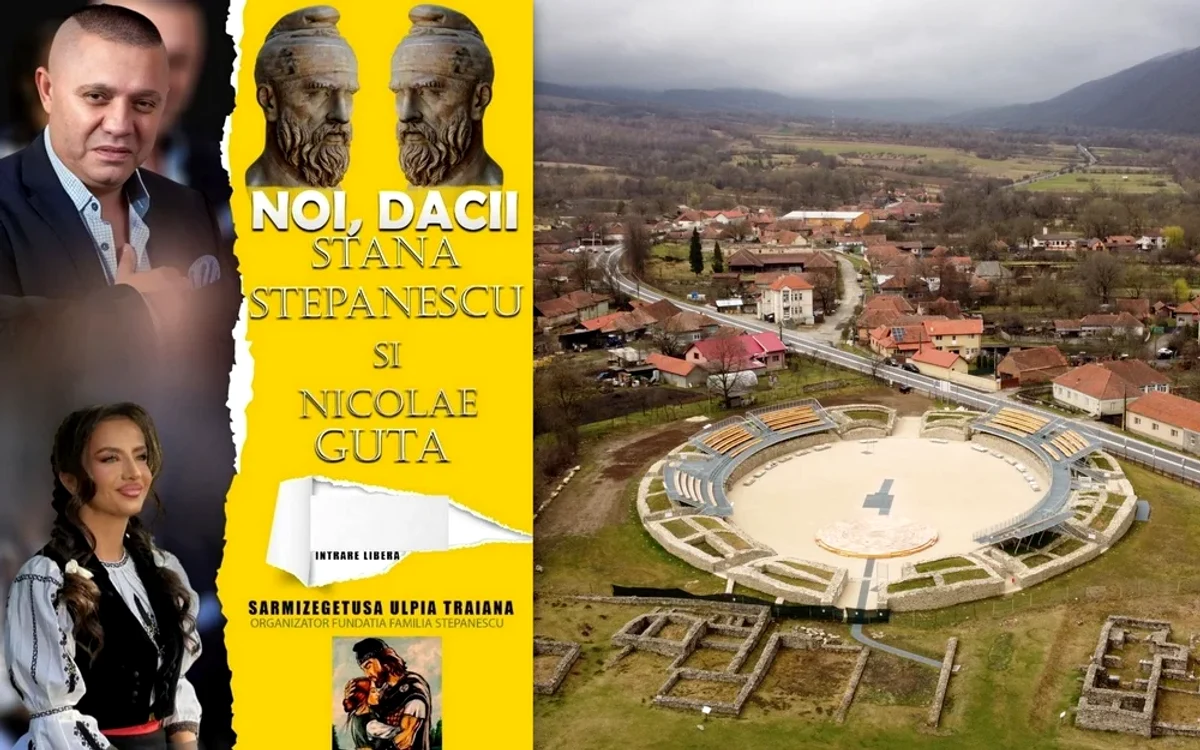 Ulpia Traiana Sarmizegetusa și afișul de concert. Foto: Daniel Guță. Ion Stepanescu. Facebook