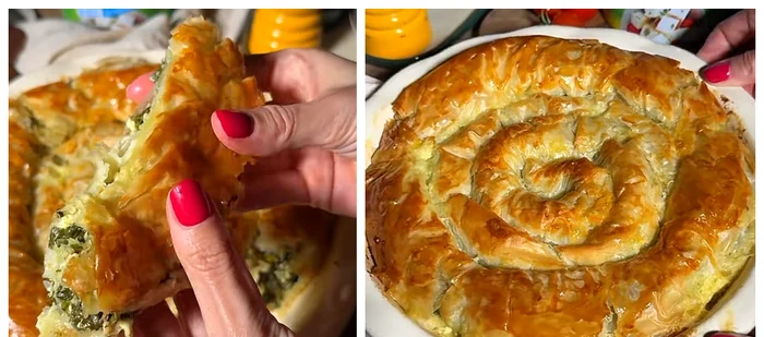 Sapanakopita, rețeta grecească delicioasă / FOTO: Colaj captură video TikTok
