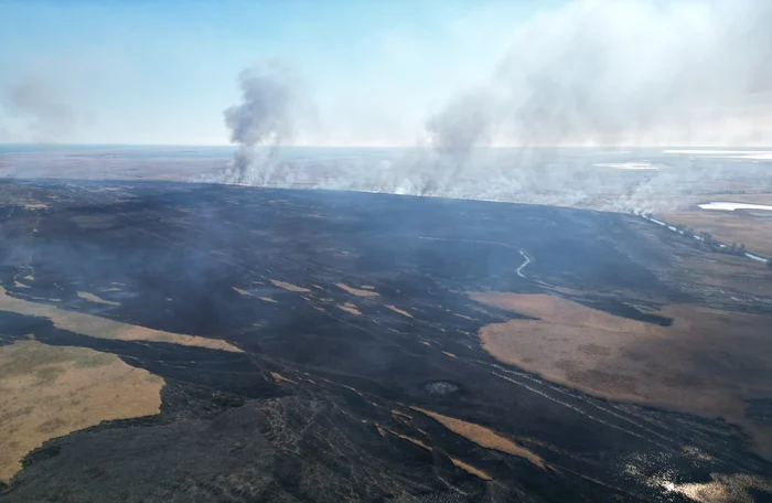 Incendiu vegetație în deltă FOTO: ARBDD