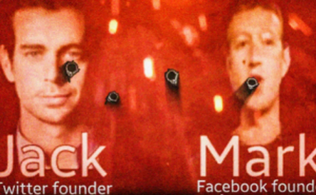 Chipurile lui Jack Dorsey şi Mark Zuckerberg apar ciuruite de gloanţe într-un nou mesaj de propagandă al Statului Islamic FOTO Twitter @vctv_images