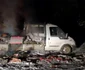 Camionetă incendiată de contrabandist. FOTO Poliţia de Frontieră