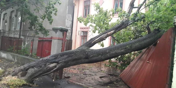 Imagine cu efectele vijeliei de la Galaţi FOTO C. Crângan