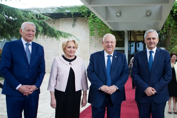 Teodor Meleşcanu, Viorica Dăncilă, Reuven Rivlin (preşedintele Israelului) şi Liviu Dragnea. FOTO gov.ro